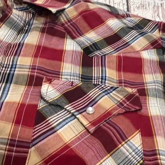Vintage Western Pearl Snap Ely Cattleman Rockabilly Plaid Button Down Shirt - Picture 5 of 6